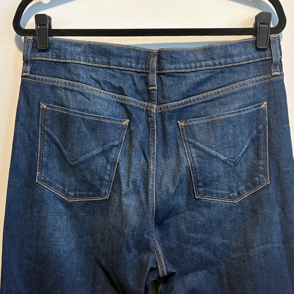 Hudson Holly Straight Jeans in Deep Indigo with Contrast Stitching and Raw Hem - Picture 4 of 8